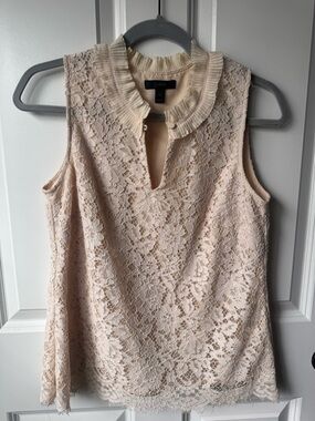 J. Crew Lace Ruffle Collar Sleeveless Camisole in Blush Cream | Size XS